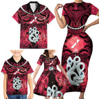 Personalised Maori Matariki Manaia Whero Family Matching Short Sleeve Bodycon Dress and Hawaiian Shirt Maori Kowhaiwhai Pattern Galaxy