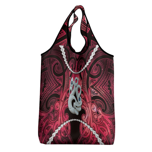 Maori Matariki Manaia Whero Grocery Bag Maori Kowhaiwhai Pattern Galaxy