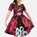 Personalised Maori Matariki Manaia Whero Kid Short Sleeve Dress Maori Kowhaiwhai Pattern Galaxy