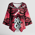 Personalised Maori Matariki Manaia Whero Kimono Sleeve Blouse Maori Kowhaiwhai Pattern Galaxy