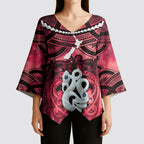 Personalised Maori Matariki Manaia Whero Kimono Sleeve Blouse Maori Kowhaiwhai Pattern Galaxy