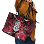 Maori Matariki Manaia Whero Leather Tote Bag Maori Kowhaiwhai Pattern Galaxy