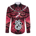 Personalised Maori Matariki Manaia Whero Long Sleeve Button Shirt Maori Kowhaiwhai Pattern Galaxy