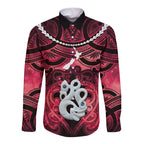 Personalised Maori Matariki Manaia Whero Long Sleeve Button Shirt Maori Kowhaiwhai Pattern Galaxy