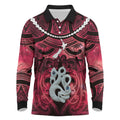 Personalised Maori Matariki Manaia Whero Long Sleeve Polo Shirt Maori Kowhaiwhai Pattern Galaxy