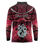 Personalised Maori Matariki Manaia Whero Long Sleeve Polo Shirt Maori Kowhaiwhai Pattern Galaxy