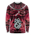 Personalised Maori Matariki Manaia Whero Long Sleeve Shirt Maori Kowhaiwhai Pattern Galaxy