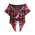Personalised Maori Matariki Manaia Whero Off Shoulder Wrap Waist Top Maori Kowhaiwhai Pattern Galaxy