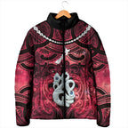 Personalised Maori Matariki Manaia Whero Padded Jacket Maori Kowhaiwhai Pattern Galaxy