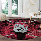 Maori Matariki Manaia Whero Round Carpet Maori Kowhaiwhai Pattern Galaxy