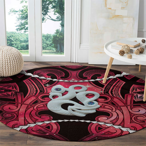 Maori Matariki Manaia Whero Round Carpet Maori Kowhaiwhai Pattern Galaxy