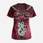 Personalised Maori Matariki Manaia Whero Scrub Top Maori Kowhaiwhai Pattern Galaxy