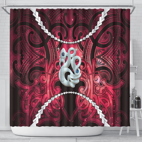 Maori Matariki Manaia Whero Shower Curtain Maori Kowhaiwhai Pattern Galaxy