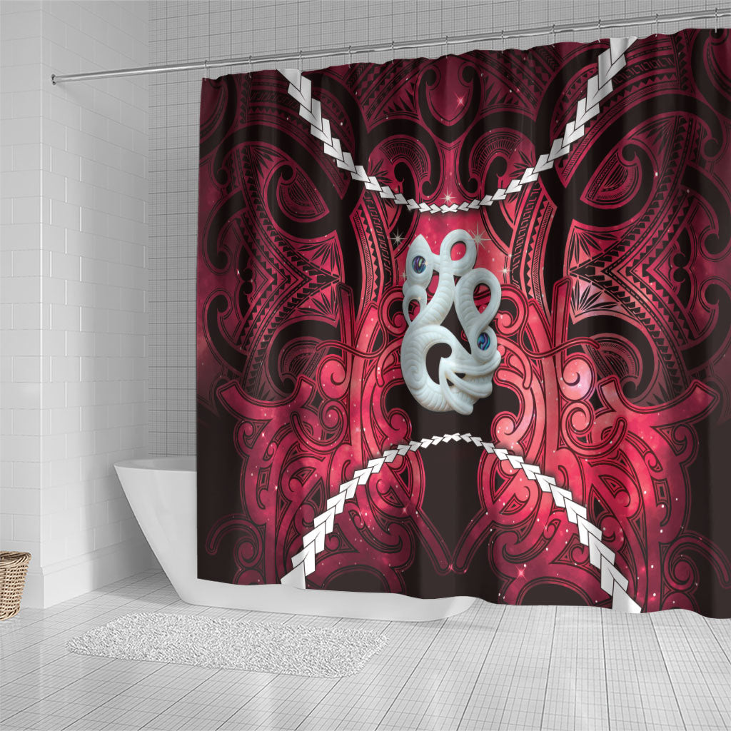 Maori Matariki Manaia Whero Shower Curtain Maori Kowhaiwhai Pattern Galaxy