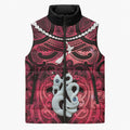 Personalised Maori Matariki Manaia Whero Sleeveless Puffer Jacket Maori Kowhaiwhai Pattern Galaxy