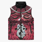 Personalised Maori Matariki Manaia Whero Sleeveless Puffer Jacket Maori Kowhaiwhai Pattern Galaxy