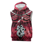 Personalised Maori Matariki Manaia Whero Sleeveless Zip Hoodie Maori Kowhaiwhai Pattern Galaxy