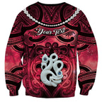 Personalised Maori Matariki Manaia Whero Sweatshirt Maori Kowhaiwhai Pattern Galaxy