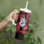 Personalised Maori Matariki Manaia Whero Tumbler With Handle Maori Kowhaiwhai Pattern Galaxy