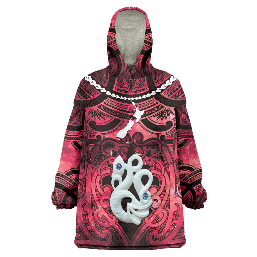 Personalised Maori Matariki Manaia Whero Wearable Blanket Hoodie Maori Kowhaiwhai Pattern Galaxy