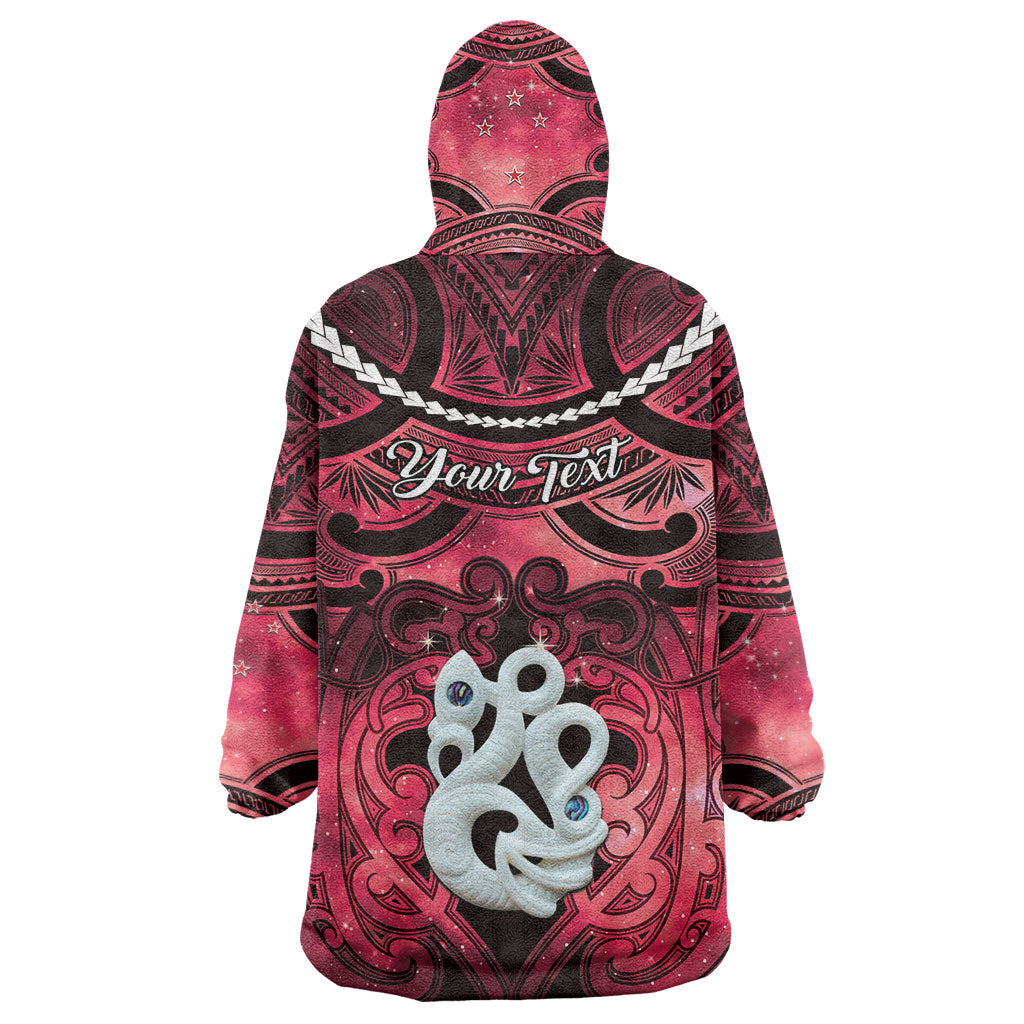 Personalised Maori Matariki Manaia Whero Wearable Blanket Hoodie Maori Kowhaiwhai Pattern Galaxy
