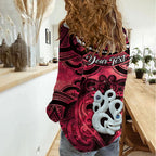 Personalised Maori Matariki Manaia Whero Women Casual Shirt Maori Kowhaiwhai Pattern Galaxy