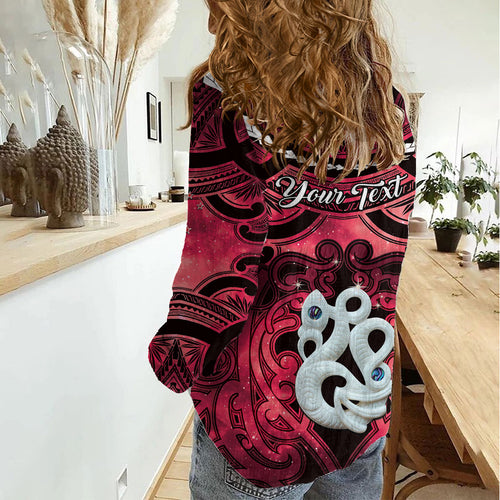 Personalised Maori Matariki Manaia Whero Women Casual Shirt Maori Kowhaiwhai Pattern Galaxy