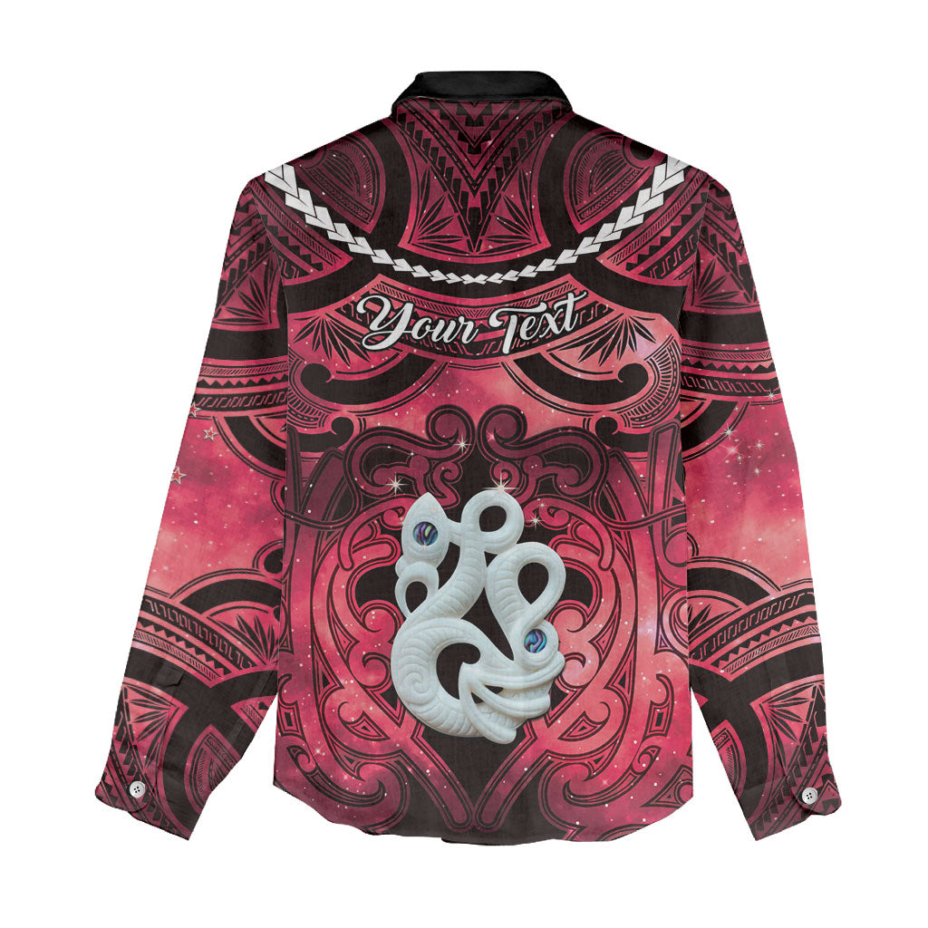 Personalised Maori Matariki Manaia Whero Women Casual Shirt Maori Kowhaiwhai Pattern Galaxy