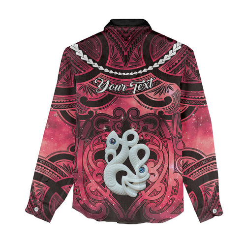 Personalised Maori Matariki Manaia Whero Women Casual Shirt Maori Kowhaiwhai Pattern Galaxy