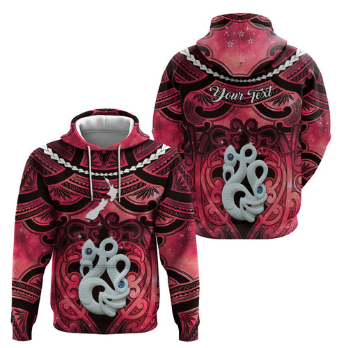 Personalised Maori Matariki Manaia Whero Zip Hoodie Maori Kowhaiwhai Pattern Galaxy