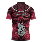 Personalised Maori Matariki Manaia Whero Zipper Polo Shirt Maori Kowhaiwhai Pattern Galaxy