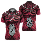 Personalised Maori Matariki Manaia Whero Zipper Polo Shirt Maori Kowhaiwhai Pattern Galaxy