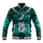 Personalised Maori Matariki Manaia Turquoise Baseball Jacket Maori Kowhaiwhai Pattern Galaxy
