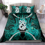 Maori Matariki Manaia Turquoise Bedding Set Maori Kowhaiwhai Pattern Galaxy