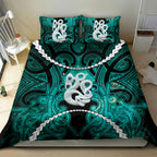 Maori Matariki Manaia Turquoise Bedding Set Maori Kowhaiwhai Pattern Galaxy
