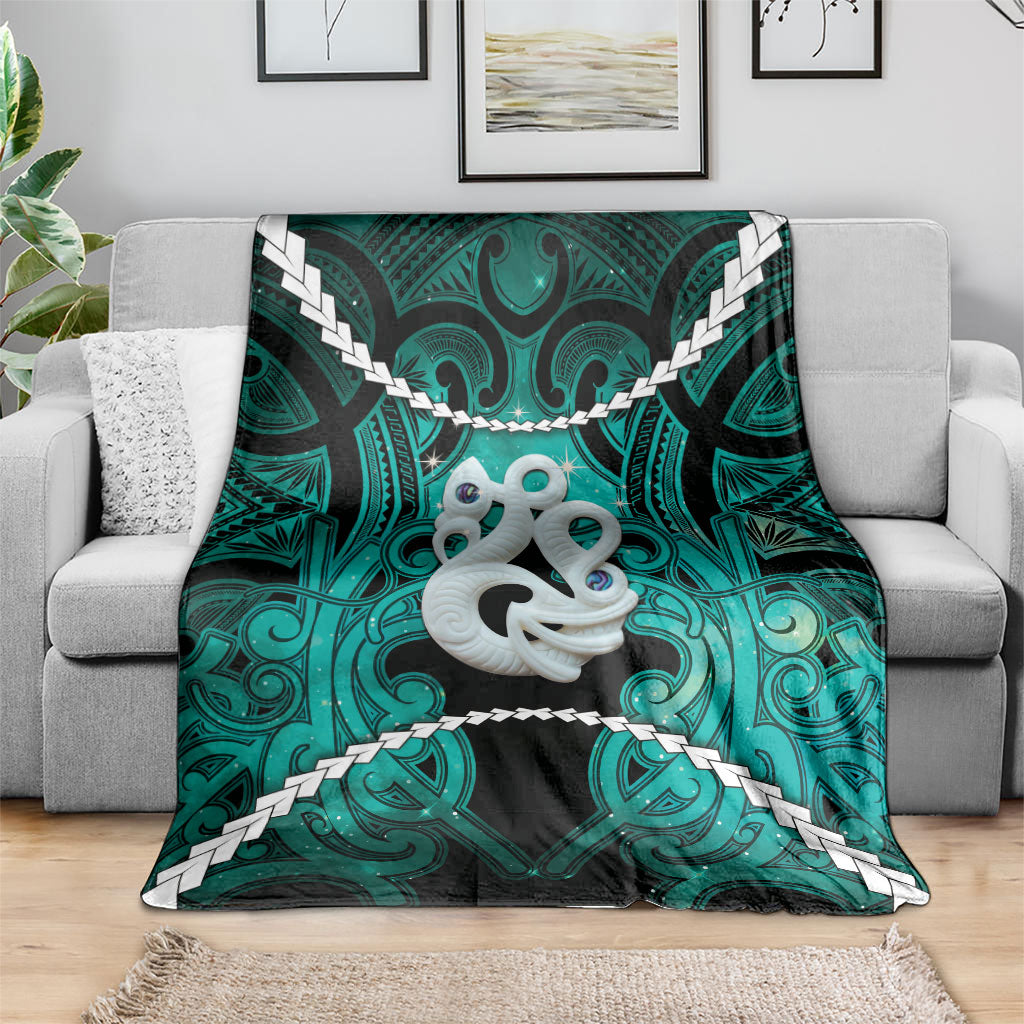 Maori Matariki Manaia Turquoise Blanket Maori Kowhaiwhai Pattern Galaxy