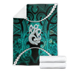 Maori Matariki Manaia Turquoise Blanket Maori Kowhaiwhai Pattern Galaxy