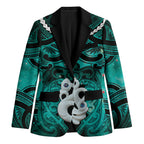 Personalised Maori Matariki Manaia Turquoise Blazer Maori Kowhaiwhai Pattern Galaxy