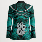 Personalised Maori Matariki Manaia Turquoise Blazer Maori Kowhaiwhai Pattern Galaxy