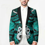 Personalised Maori Matariki Manaia Turquoise Blazer Maori Kowhaiwhai Pattern Galaxy