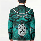 Personalised Maori Matariki Manaia Turquoise Blazer Maori Kowhaiwhai Pattern Galaxy