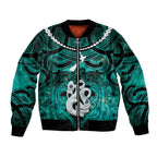 Personalised Maori Matariki Manaia Turquoise Bomber Jacket Maori Kowhaiwhai Pattern Galaxy