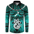 Personalised Maori Matariki Manaia Turquoise Button Sweatshirt Maori Kowhaiwhai Pattern Galaxy