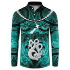 Personalised Maori Matariki Manaia Turquoise Button Sweatshirt Maori Kowhaiwhai Pattern Galaxy