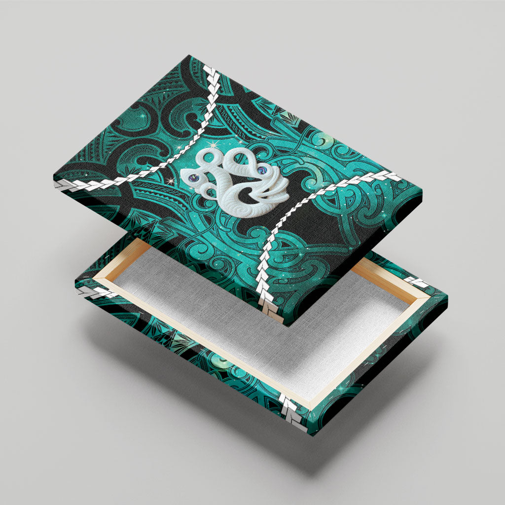 Maori Matariki Manaia Turquoise Canvas Wall Art Maori Kowhaiwhai Pattern Galaxy