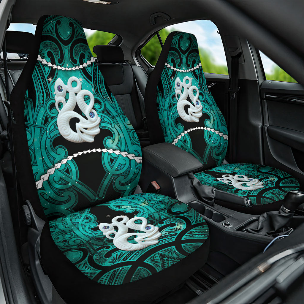 Maori Matariki Manaia Turquoise Car Seat Cover Maori Kowhaiwhai Pattern Galaxy