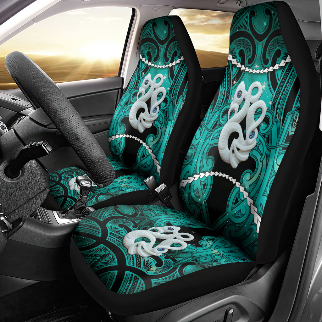 Maori Matariki Manaia Turquoise Car Seat Cover Maori Kowhaiwhai Pattern Galaxy