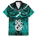 Personalised Maori Matariki Manaia Turquoise Family Matching Mermaid Dress and Hawaiian Shirt Maori Kowhaiwhai Pattern Galaxy