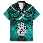 Personalised Maori Matariki Manaia Turquoise Family Matching Mermaid Dress and Hawaiian Shirt Maori Kowhaiwhai Pattern Galaxy