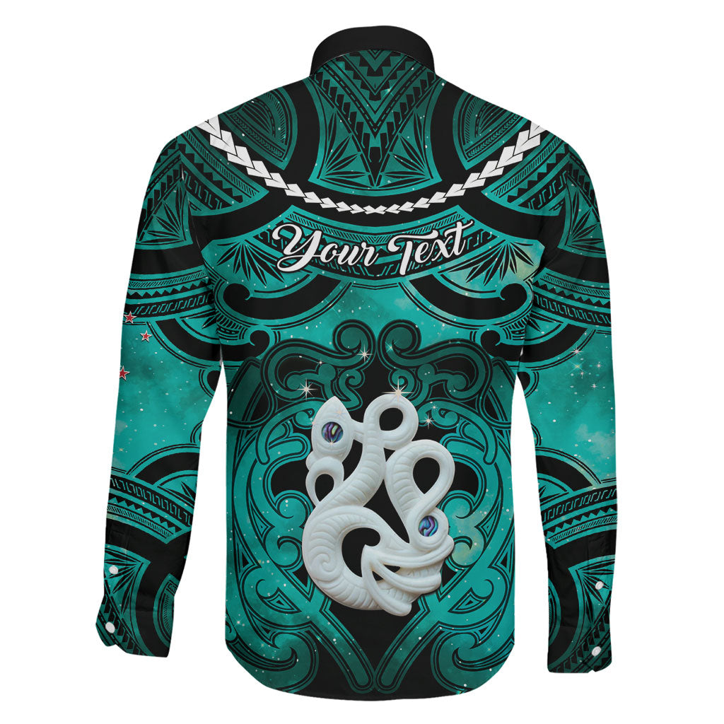 Personalised Maori Matariki Manaia Turquoise Family Matching Mermaid Dress and Hawaiian Shirt Maori Kowhaiwhai Pattern Galaxy